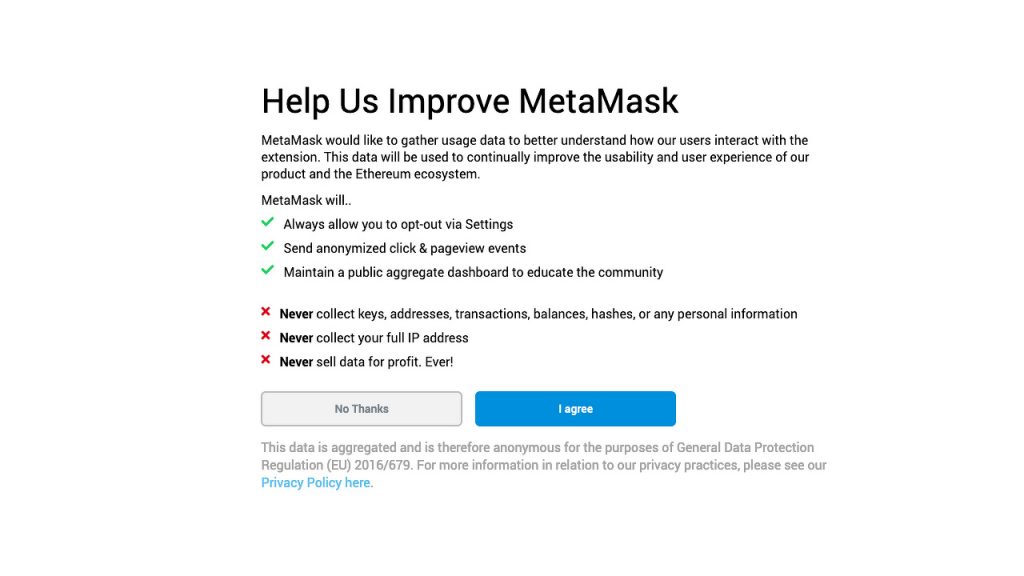 help us improve metamask